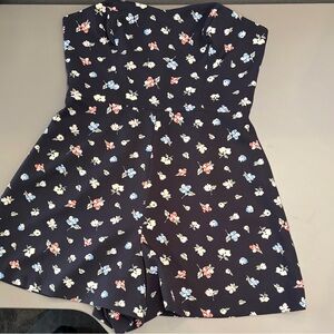 French connection black with flowers short romper